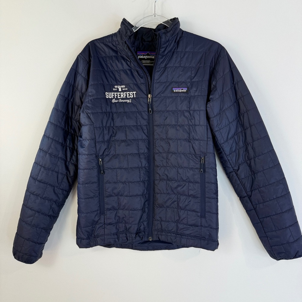 Patagonia Nano Puff Jacket Mens Small Navy Blue Sufferfest Beer Co 84212